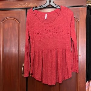 Exhilaration Peplum Long Sleeve Shirt Size Medium